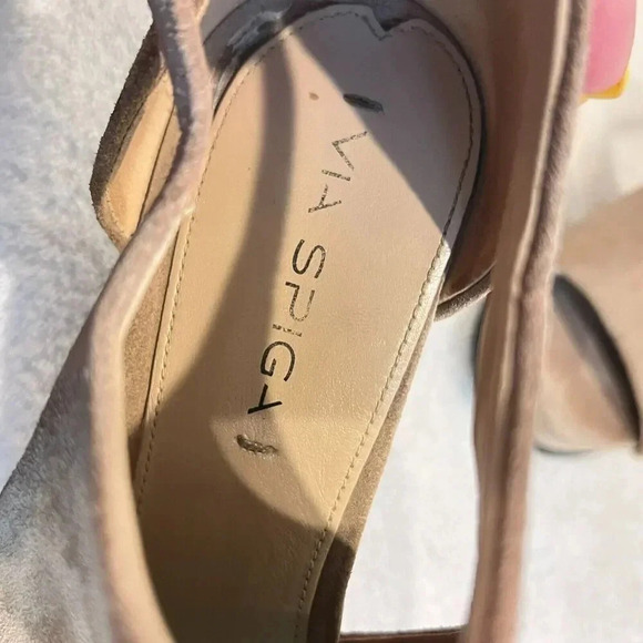 Via Spiga Womens Beige Suede Wren Platform Wedge Buckle 10/40 Open Toe Sandals - Picture 12 of 14